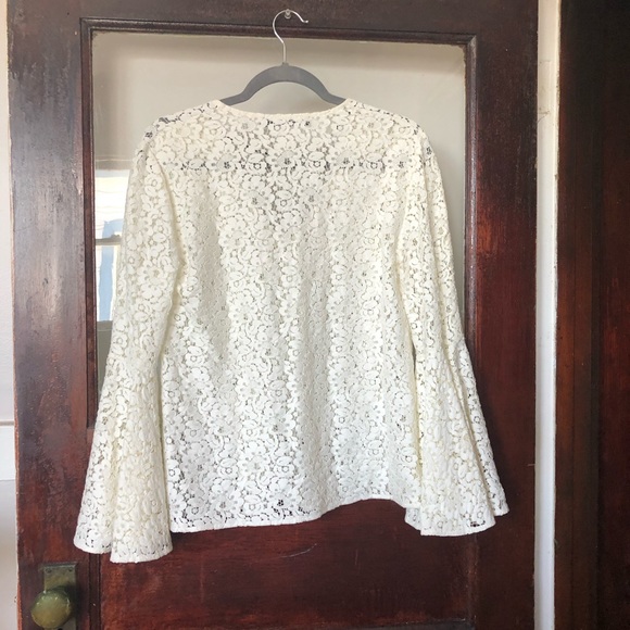 SOLD Zara Crochet Lace Exaggerated Ruffle Bell Sleeve Blouse - Picture 8 of 13